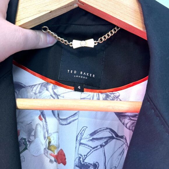 Ted Baker Black Longline Blazer Jacket Size 4 (TED)/ 10 (US) - Picture 4 of 10